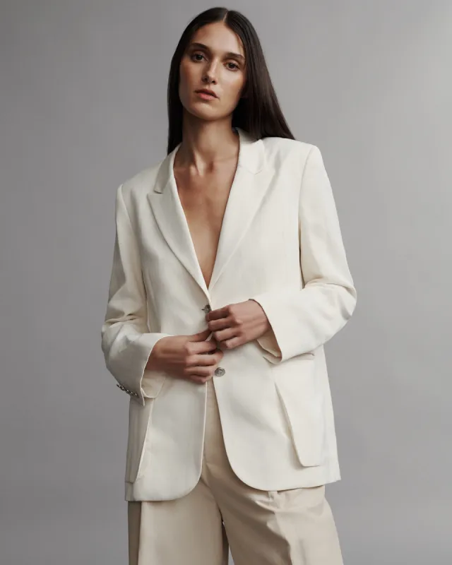 Sweet Pea Blazer in Coated Viscose Linen sold by TWP CLOTHING