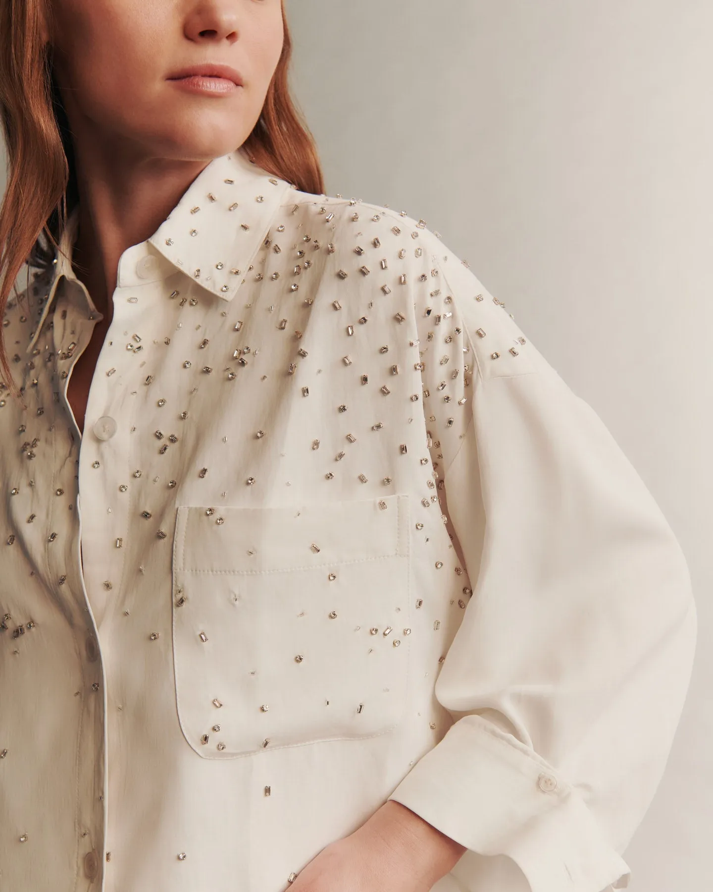 Soon To Be Ex Shirt With Crystal Trickle in Coated Viscose Linen sold by TWP CLOTHING product image thumbnail 2