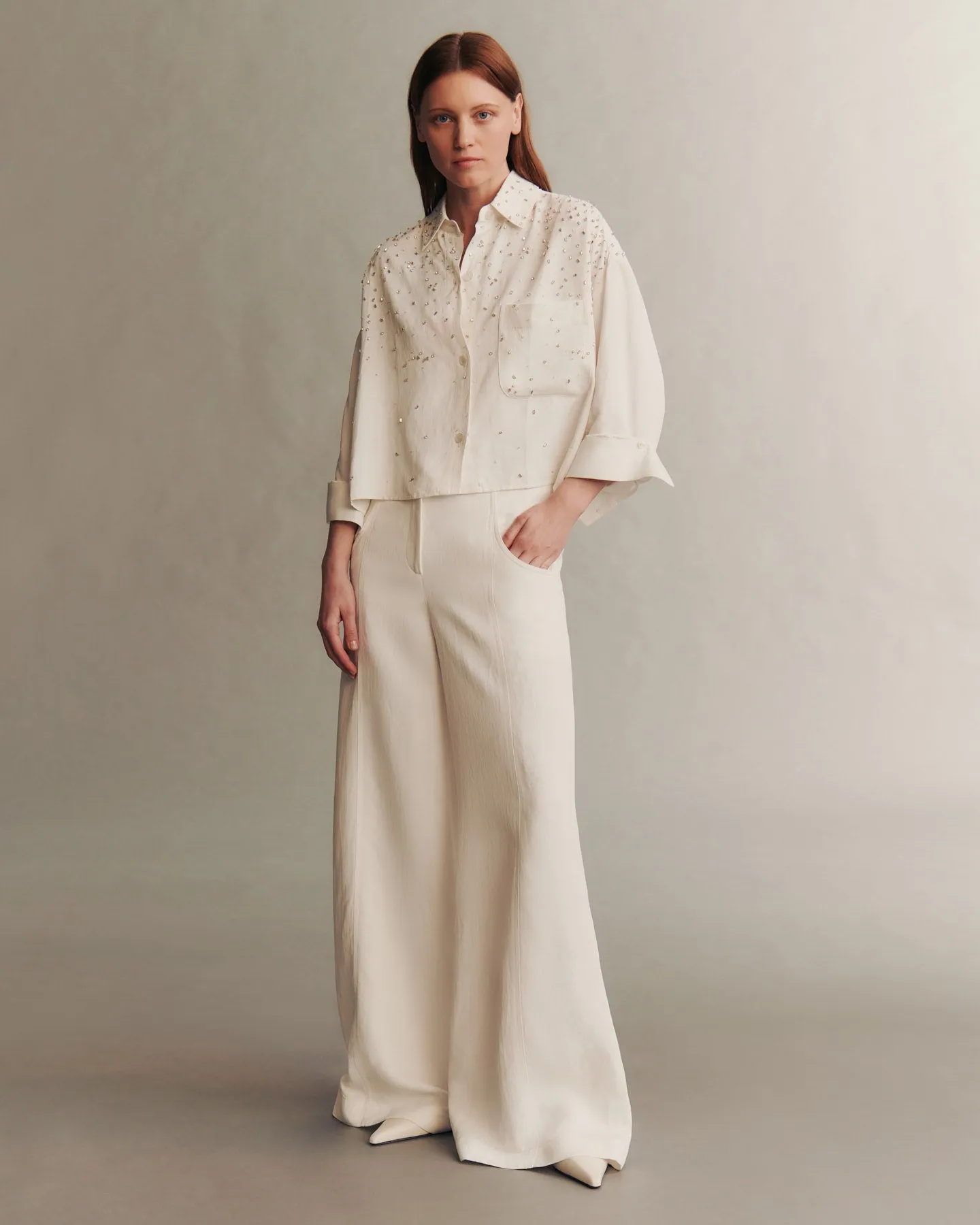 Soon To Be Ex Shirt With Crystal Trickle in Coated Viscose Linen sold by TWP CLOTHING product image thumbnail 5