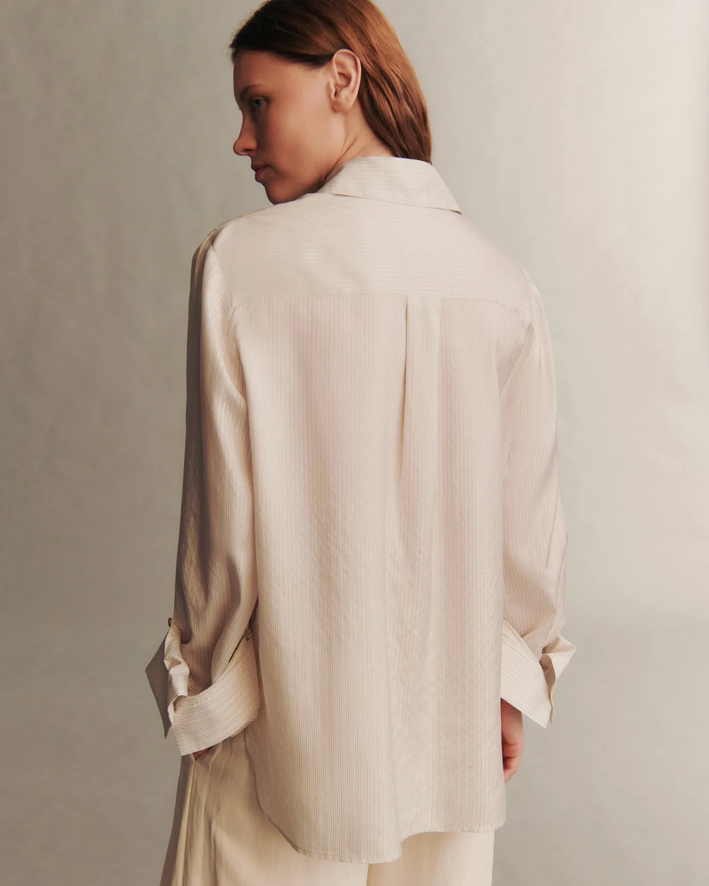 New Morning After Shirt in Silk Metallic Highway Stripe sold by TWP CLOTHING product image thumbnail 4