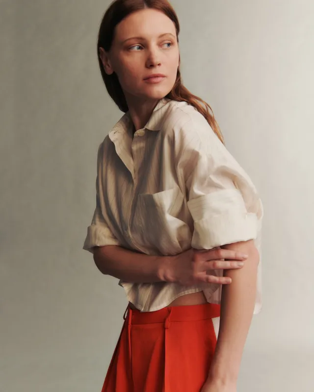 Next Ex Shirt in Silk Metallic Pinstripe sold by TWP CLOTHING