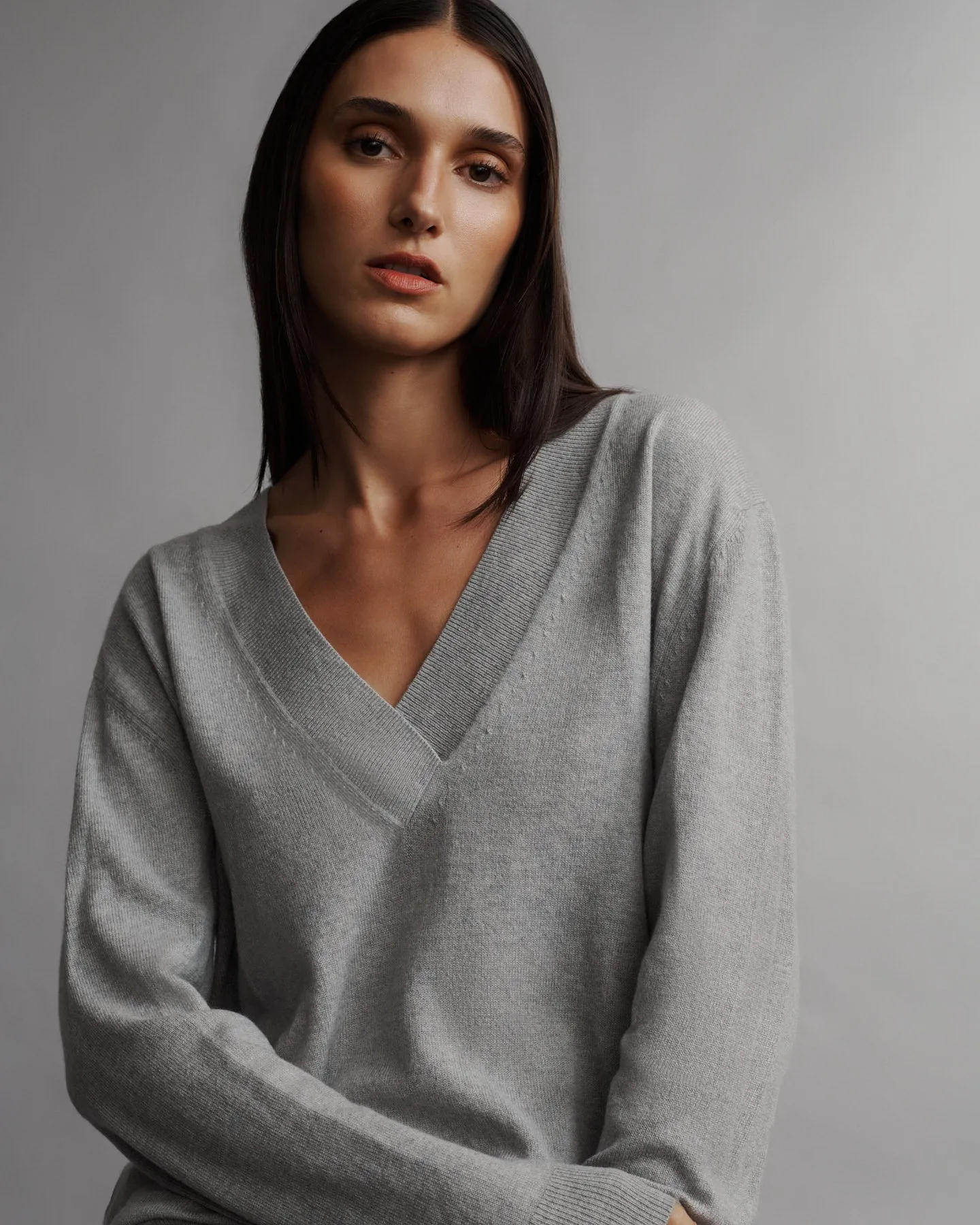 Deep V Sweater in Cashmere sold by TWP CLOTHING product image thumbnail 3