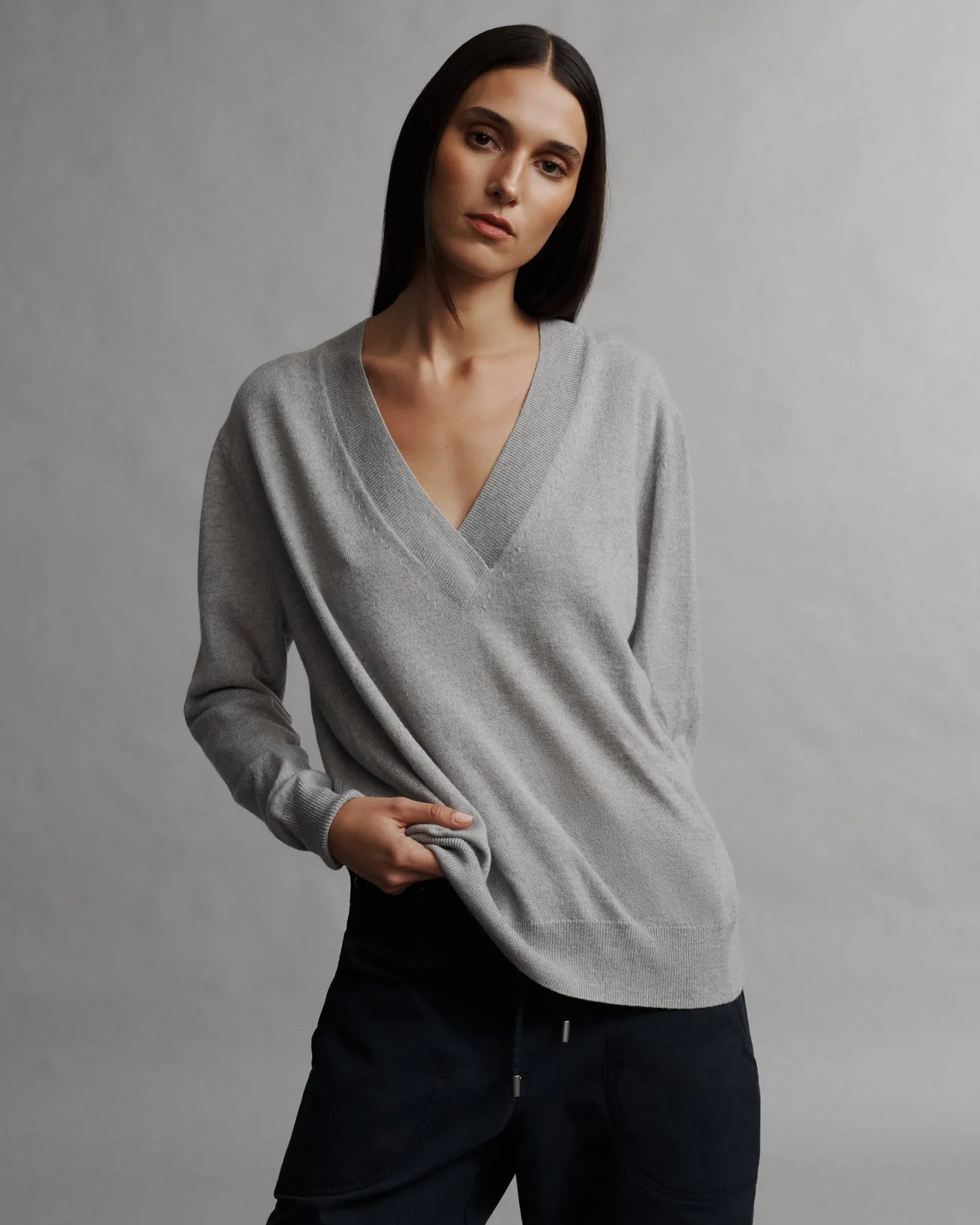 Deep V Sweater in Cashmere sold by TWP CLOTHING