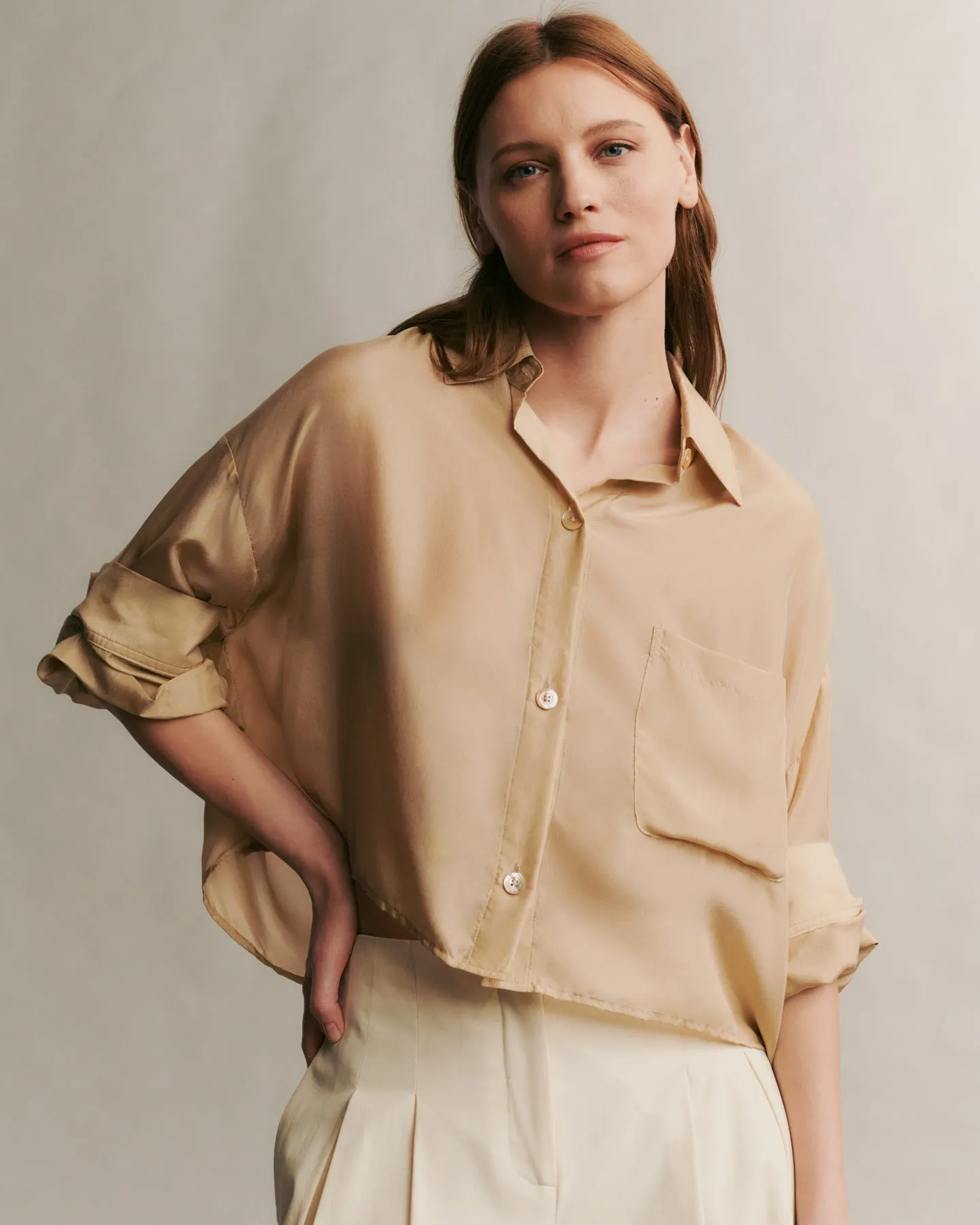 Next Ex Shirt in washed silk habotai sold by TWP CLOTHING