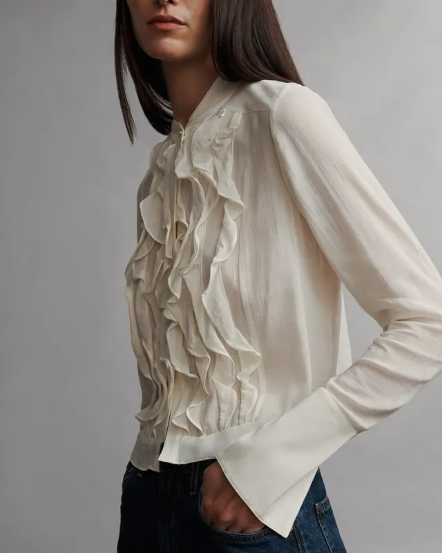 Patti Top in crinkled silk cotton voile sold by TWP CLOTHING