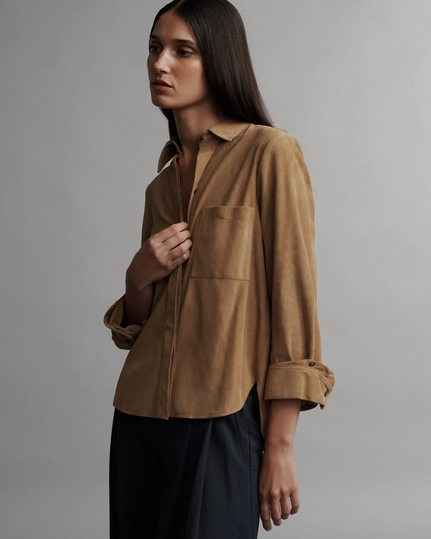 Boyfriend shirt in suede sold by TWP CLOTHING product image thumbnail 2