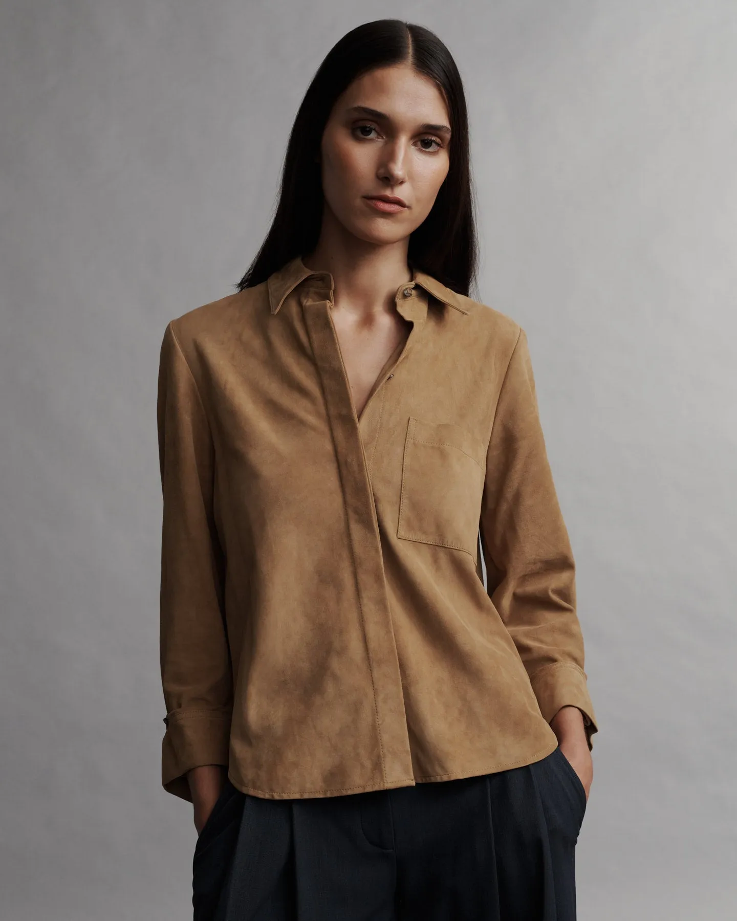 Boyfriend shirt in suede sold by TWP CLOTHING