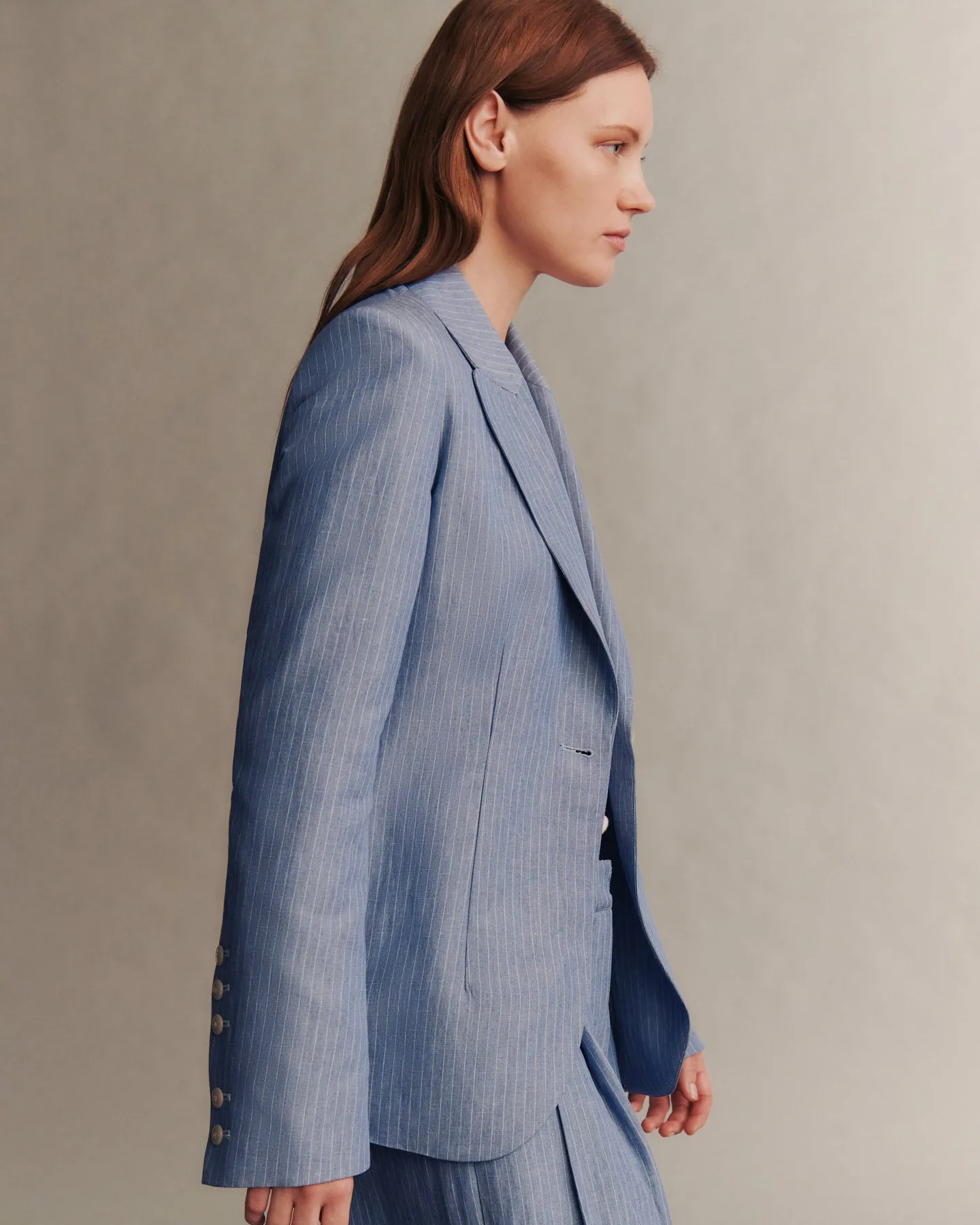 Dinner Jacket in Linen Stripe sold by TWP CLOTHING product image thumbnail 3