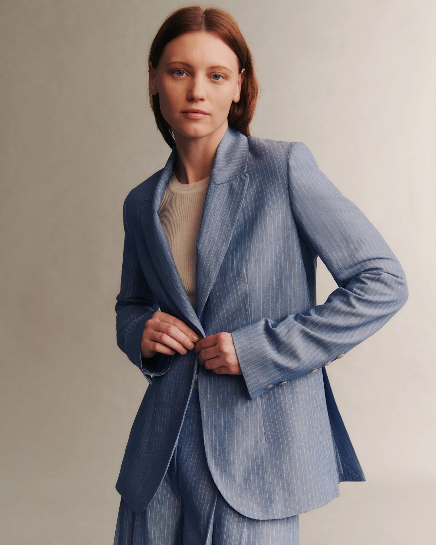 Dinner Jacket in Linen Stripe sold by TWP CLOTHING product image thumbnail 2