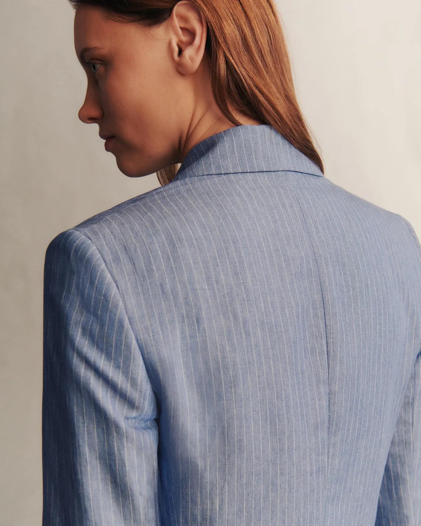 Dinner Jacket in Linen Stripe sold by TWP CLOTHING product image thumbnail 4