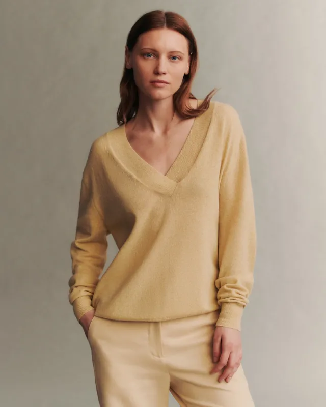 Deep V Sweater in Cashmere sold by TWP CLOTHING