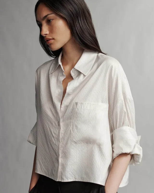 Next Ex Shirt in Silk Metallic Highway Stripe sold by TWP CLOTHING
