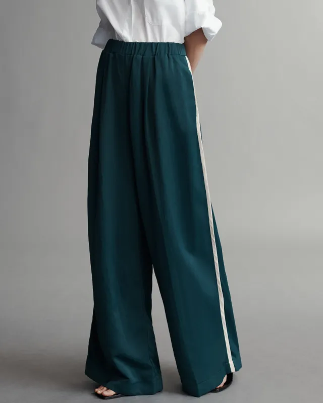 Eva Pant With Bias Trim in Coated Viscose Linen sold by TWP CLOTHING