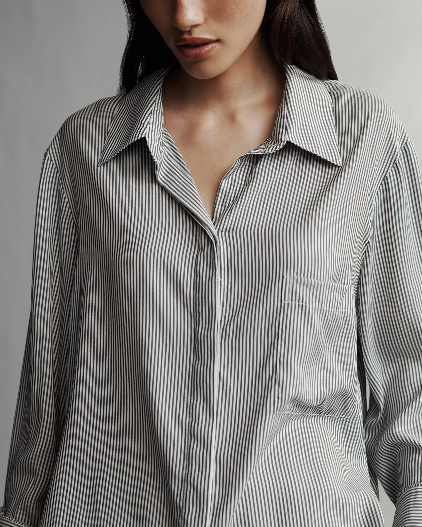 Boyfriend Shirt in Silk Striped Voile sold by TWP CLOTHING product image thumbnail 4