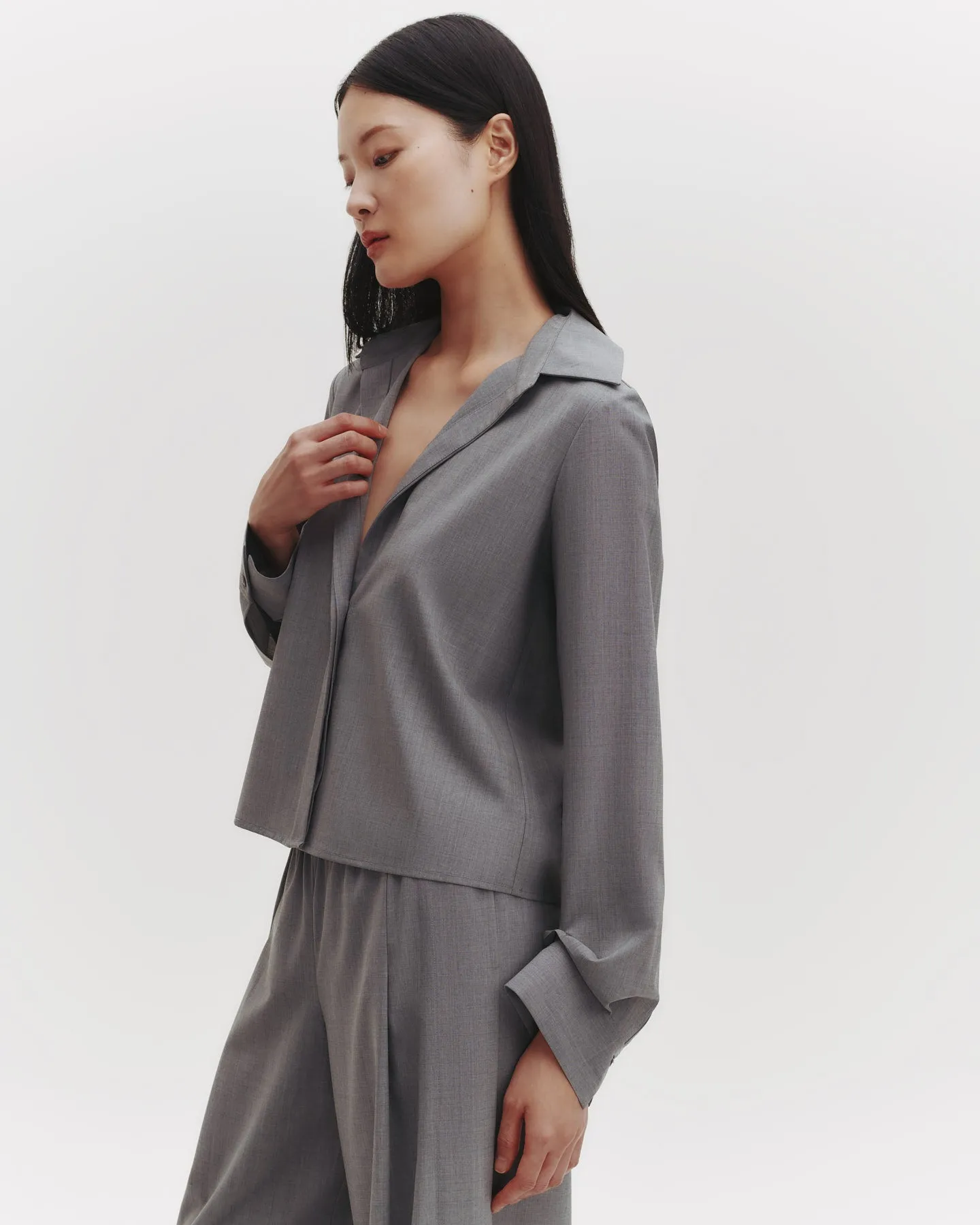 Button Me Up Top in Ultrafine Stretch Suiting sold by TWP CLOTHING product image thumbnail 4