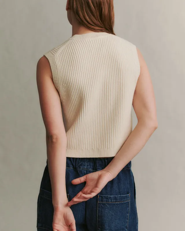 Ribbed Vest in Cashmere sold by TWP CLOTHING