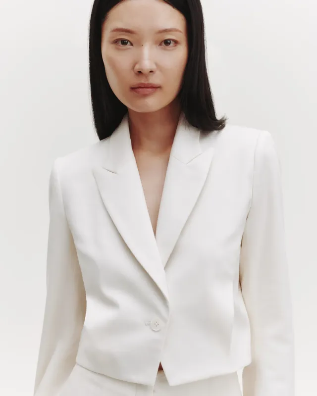Blazer with Pleat Placket in Cotton Tux Wool sold by TWP CLOTHING