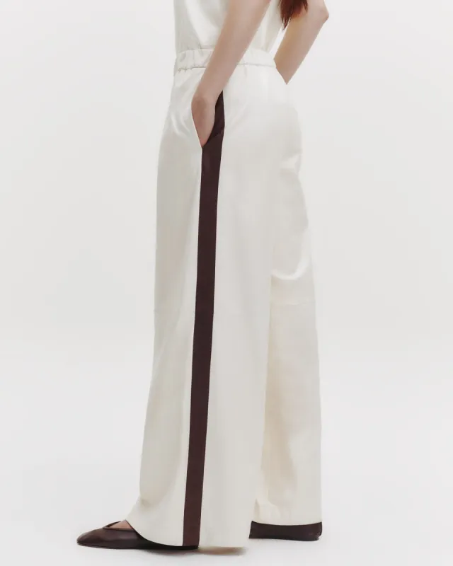 Eva Pant with Tux Stripe in Paper Leather sold by TWP CLOTHING