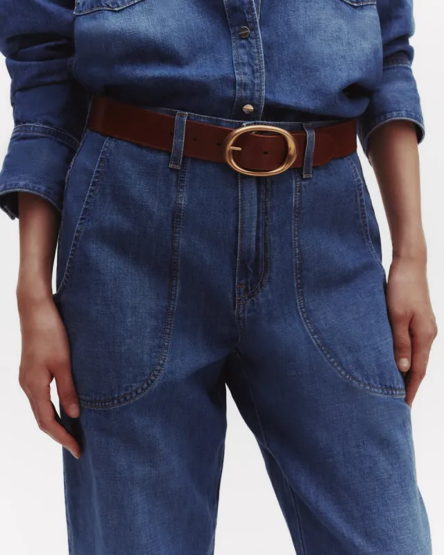 Jetties Beach Pant in Linen Cotton Denim sold by TWP CLOTHING