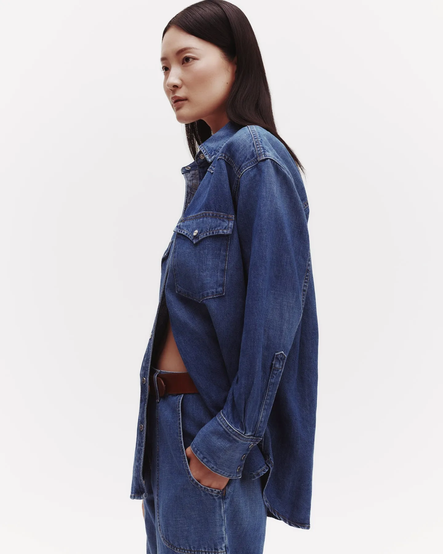 OG Supersized Ranchers Shirt in Linen Cotton Denim sold by TWP CLOTHING product image thumbnail 3