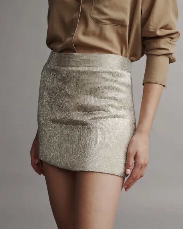 Minnie Skirt in Silk-Lined Bugle Beads sold by TWP CLOTHING