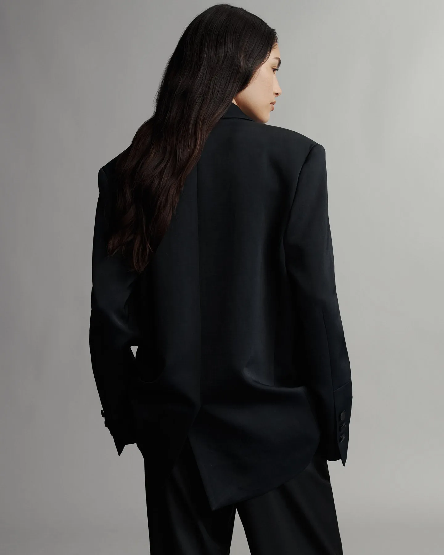 Sweet Pea Blazer With Silk Tie in Coated Viscose Linen sold by TWP CLOTHING product image thumbnail 5