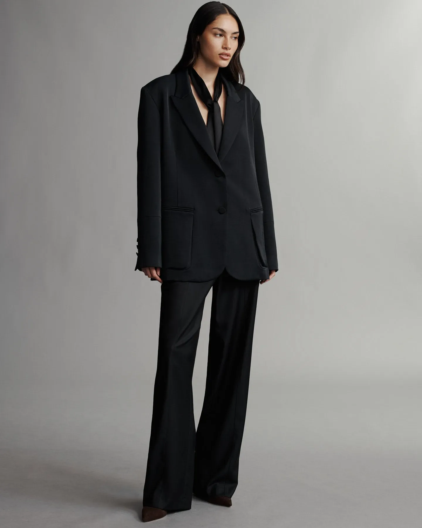 Sweet Pea Blazer With Silk Tie in Coated Viscose Linen sold by TWP CLOTHING product image thumbnail 2