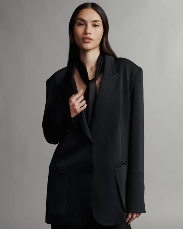 Sweet Pea Blazer With Silk Tie in Coated Viscose Linen sold by TWP CLOTHING