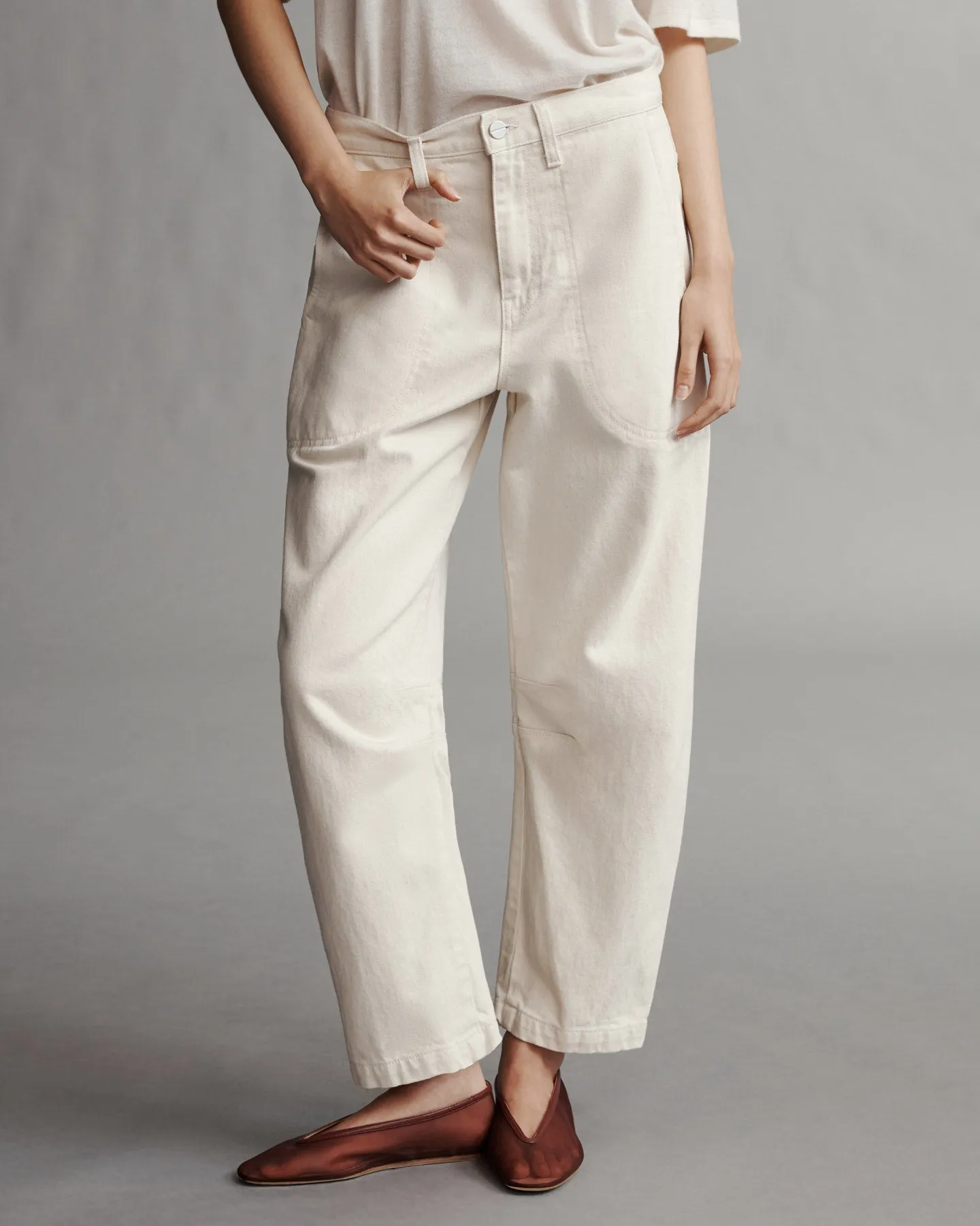 Jetties Beach Pant in Natural Denim sold by TWP CLOTHING