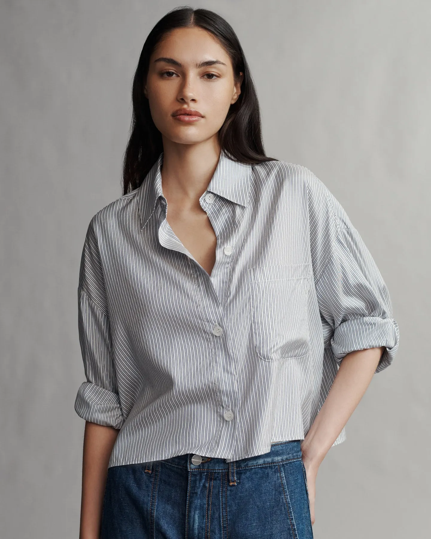 Next Ex Shirt in Silk Metallic Stripe sold by TWP CLOTHING product image thumbnail 4