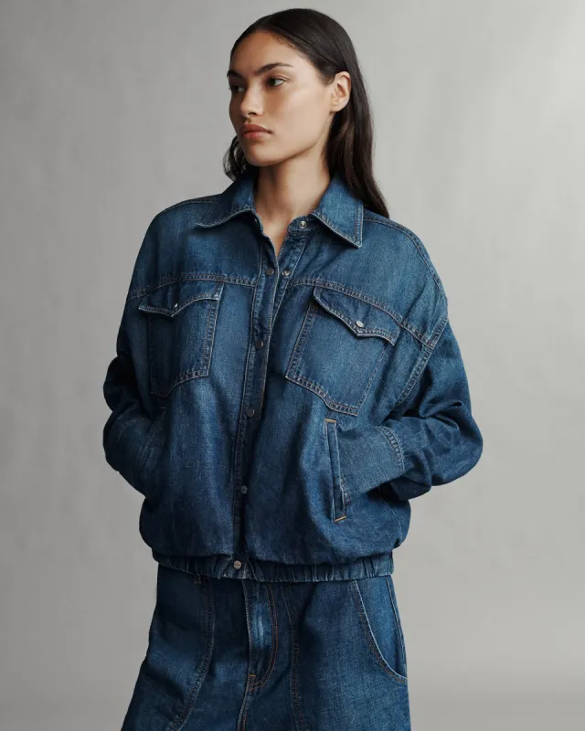 Denim Bubble Jacket in Linen Cotton Denim sold by TWP CLOTHING