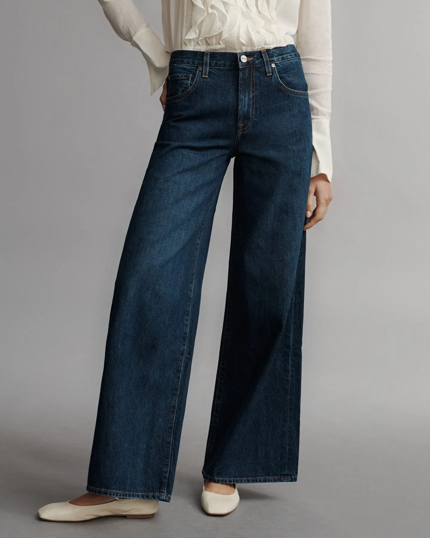 Tiny Dancer Jean in Dark Wash Denim sold by TWP CLOTHING