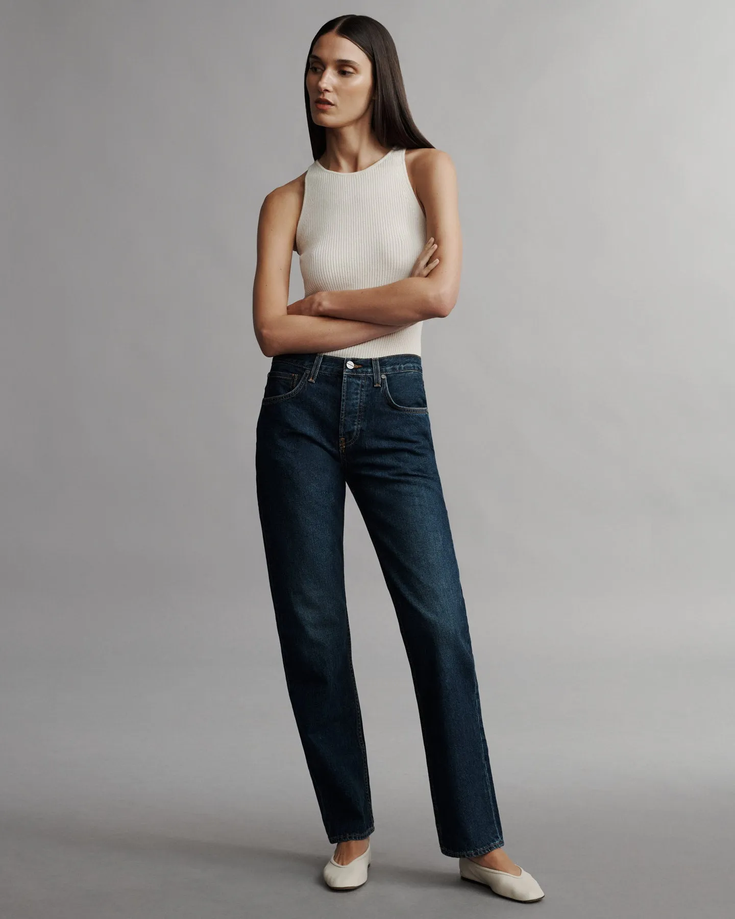 Soda Pop Jean in Dark Wash Denim sold by TWP CLOTHING