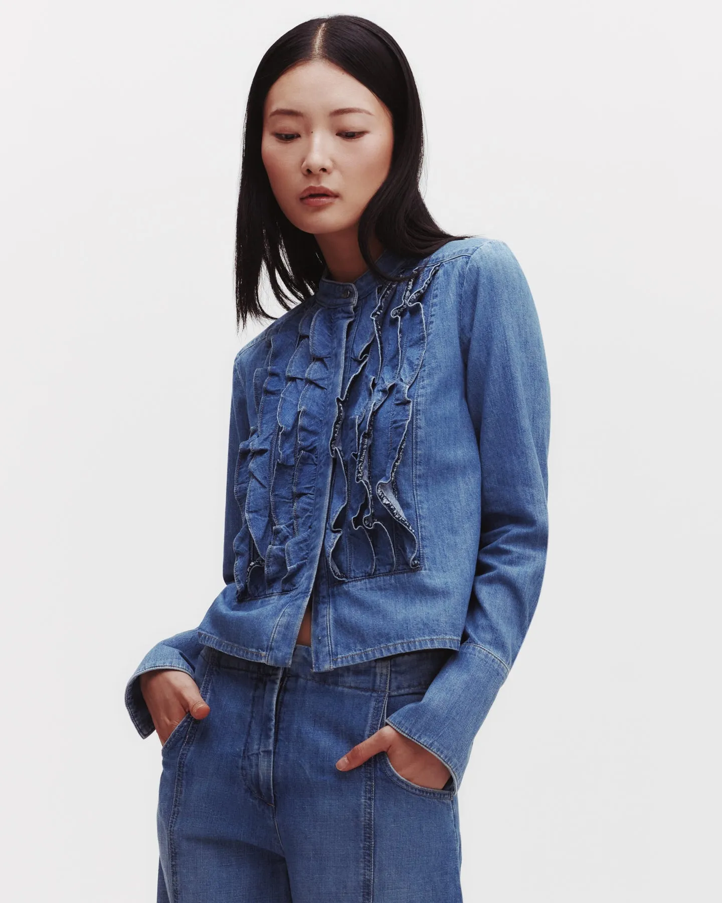 Patti Top in Denim Shirting sold by TWP CLOTHING