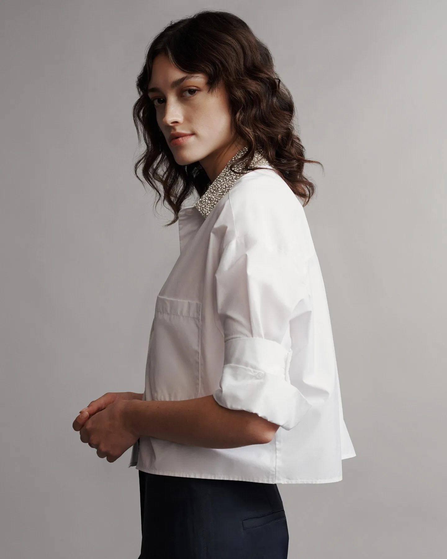 Next Ex With Crystal Collar in Cotton Shirting sold by TWP CLOTHING product image thumbnail 3