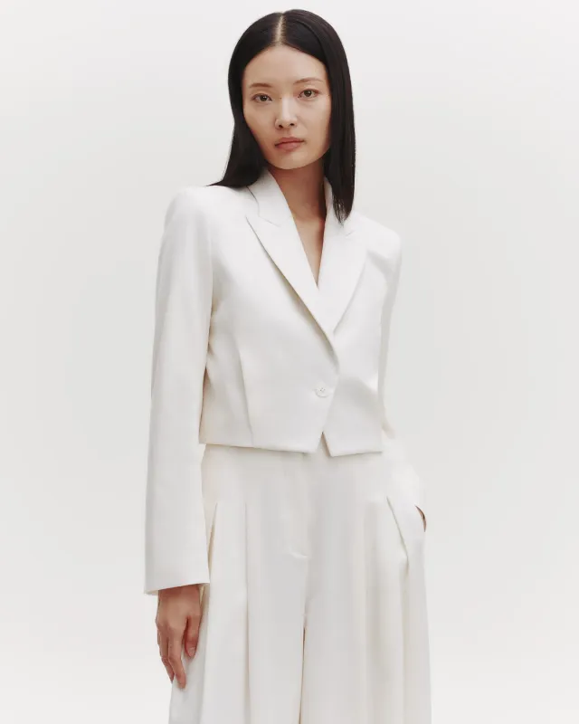 Blazer with Pleat Placket in Cotton Tux Wool sold by TWP CLOTHING