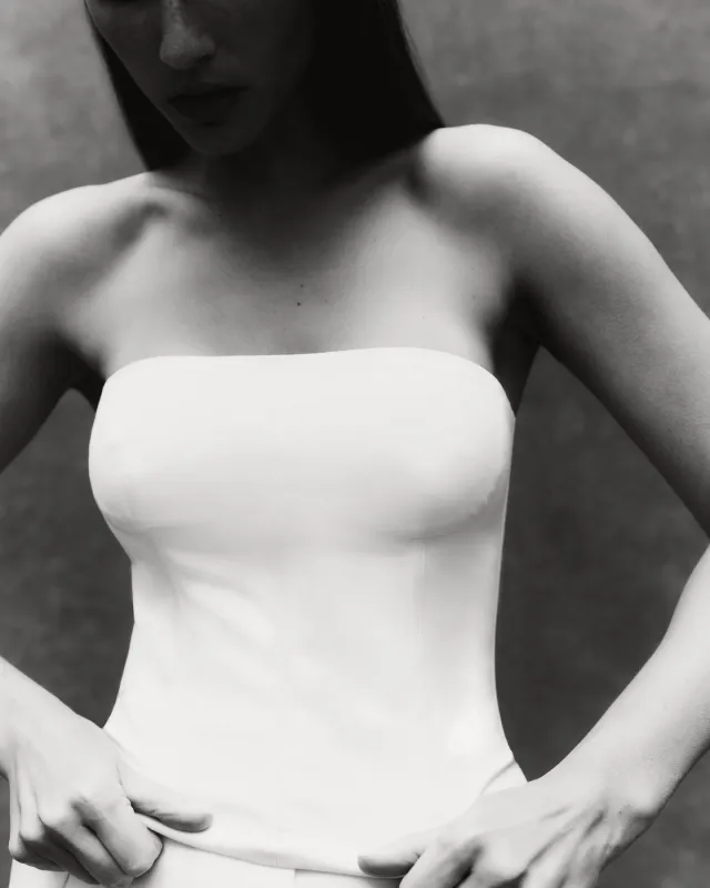 Jillian Bustier in Cotton Tux Wool sold by TWP CLOTHING