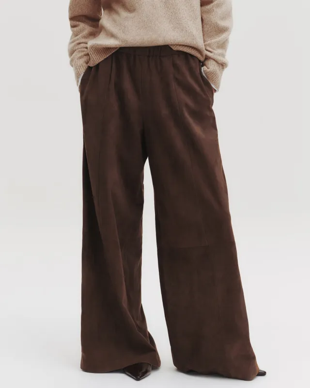 Eva Pant with Tux Stripe in Paper Suede sold by TWP CLOTHING