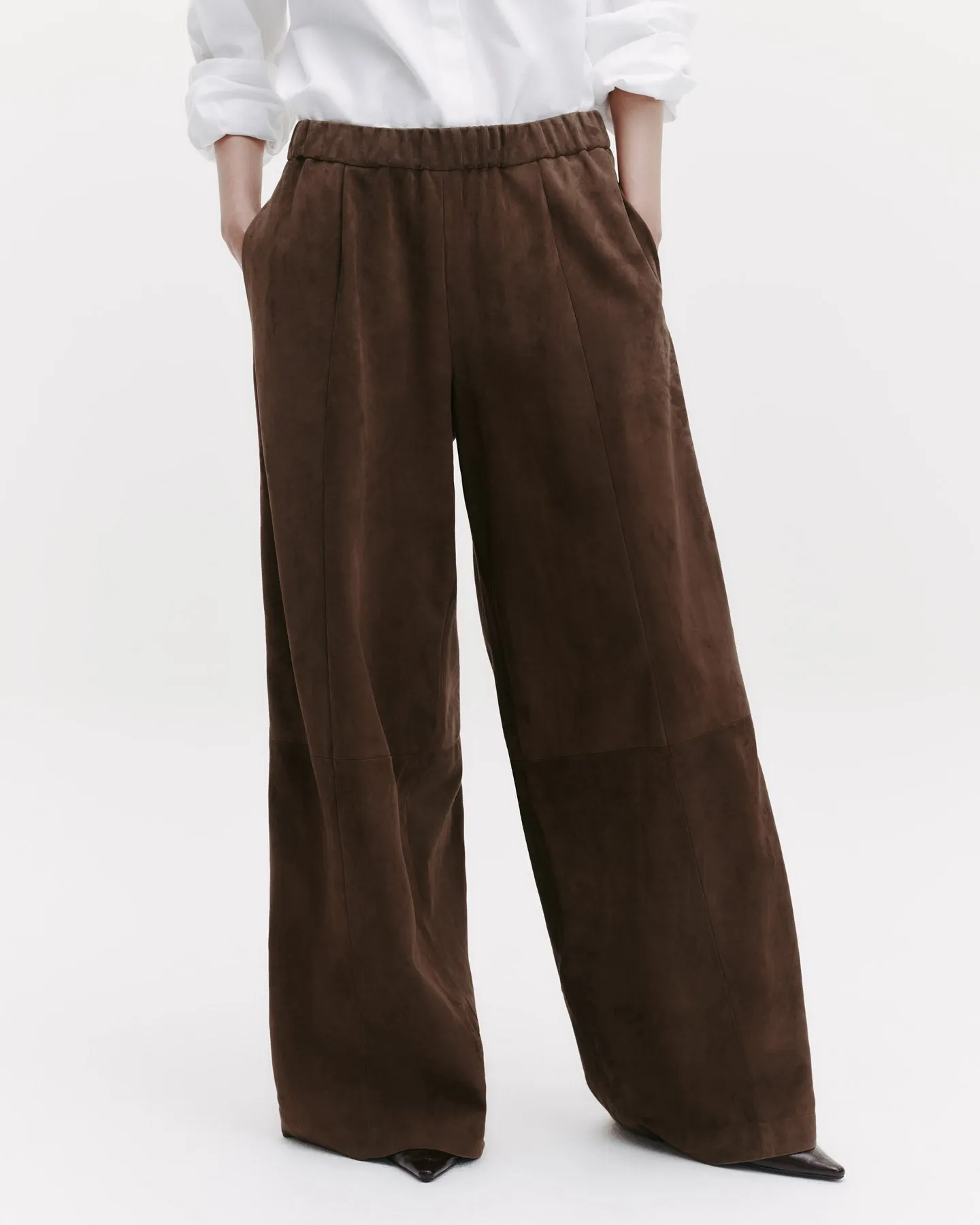 Eva Pant with Tux Stripe in Paper Suede sold by TWP CLOTHING product image thumbnail 4