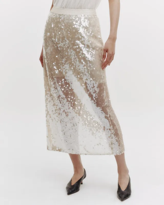 Sylkie Skirt in Mesh with Sequins sold by TWP CLOTHING