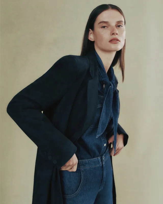 Long Run Coat in Paper Suede sold by TWP CLOTHING