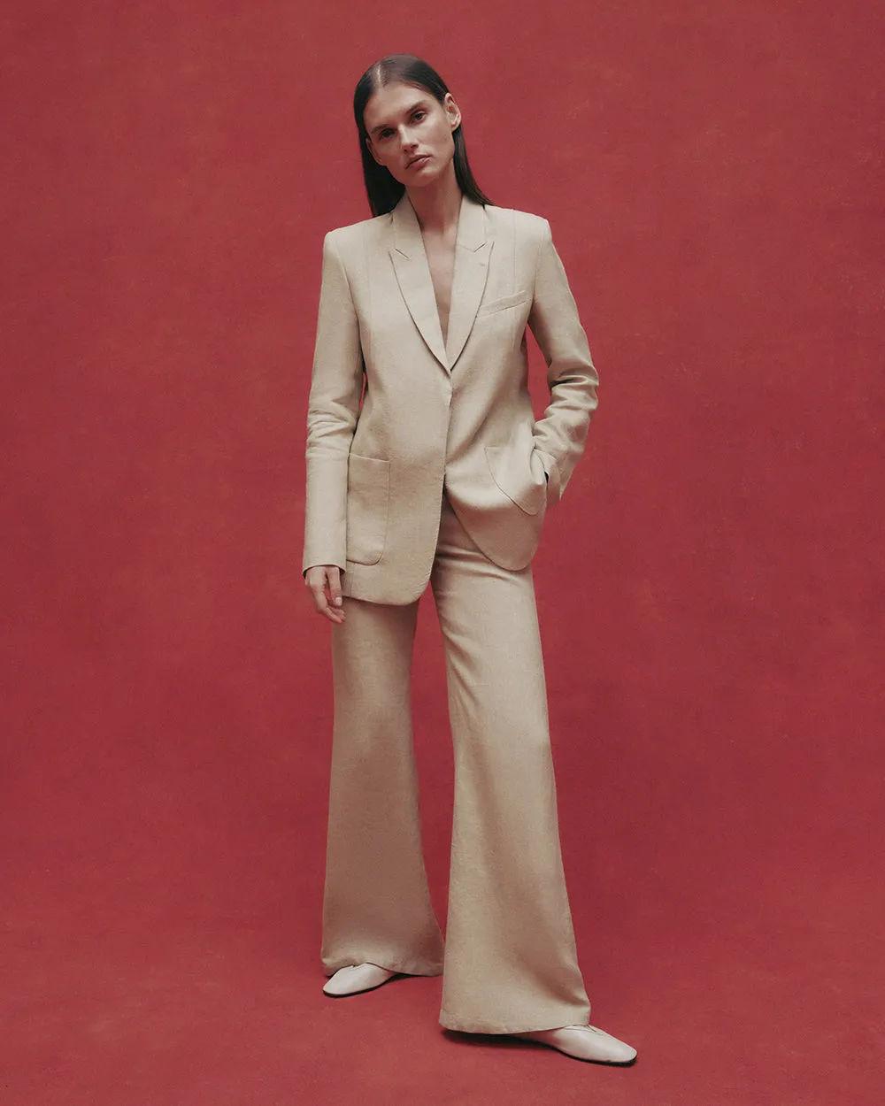 Howard Pant in Washed Linen sold by TWP CLOTHING