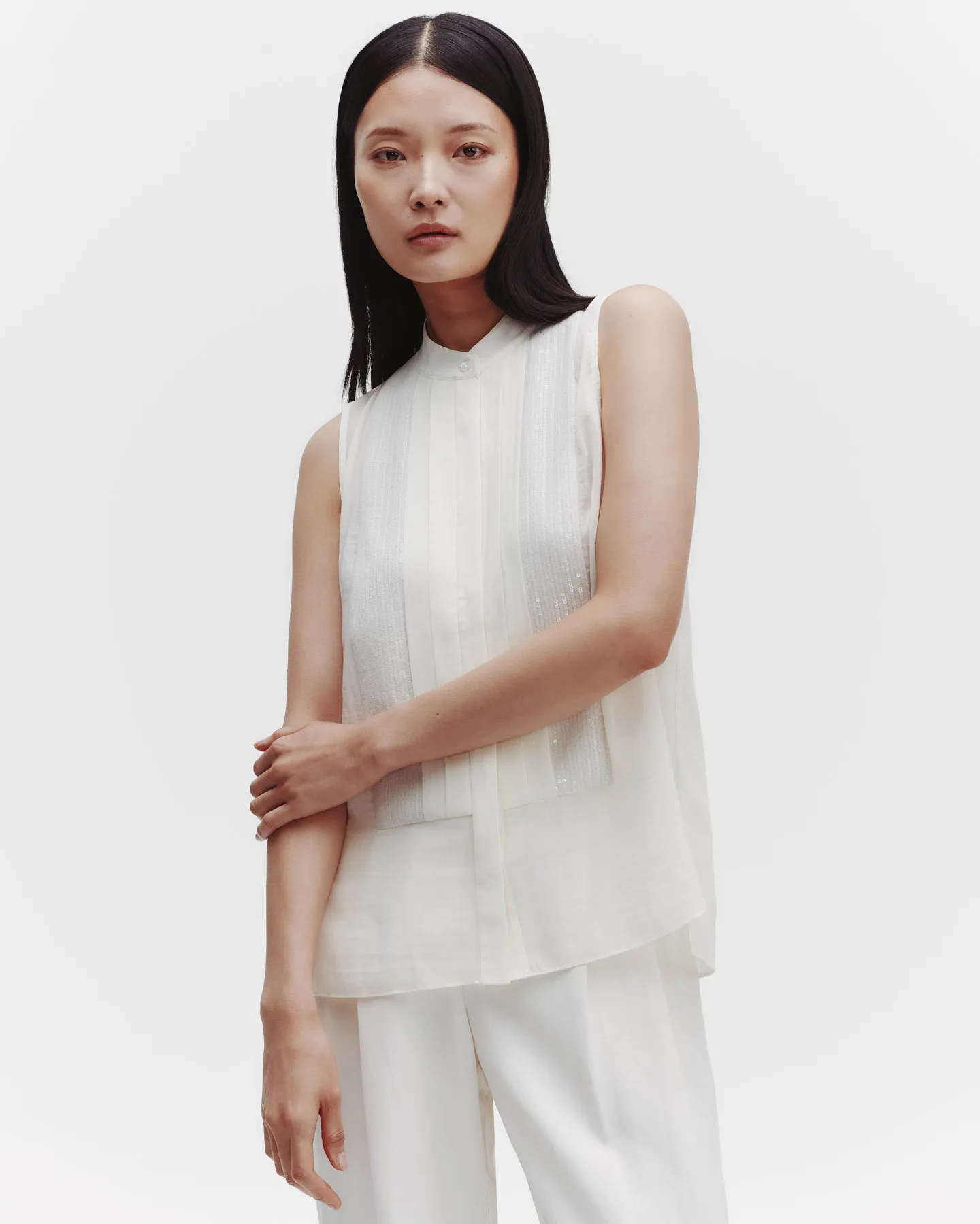 Adele Top with Sequins in Sheer Crinkled Shirting sold by TWP CLOTHING product image thumbnail 2