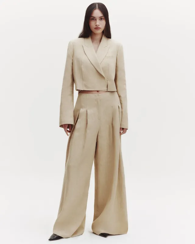 Drew Pant in Washed Linen sold by TWP CLOTHING