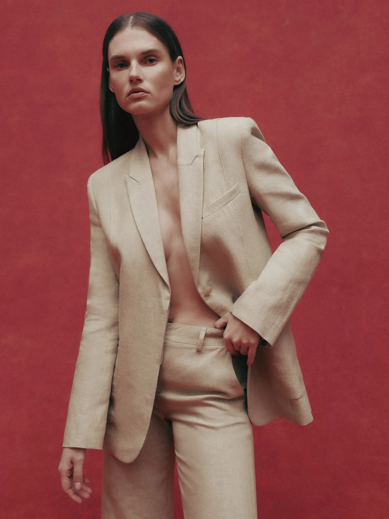 Morgan's Blazer in Washed Linen sold by TWP CLOTHING