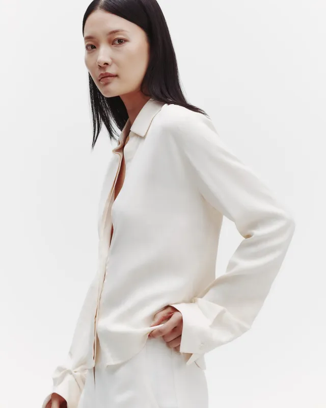Button Me Up Top in Coated Viscose Linen sold by TWP CLOTHING
