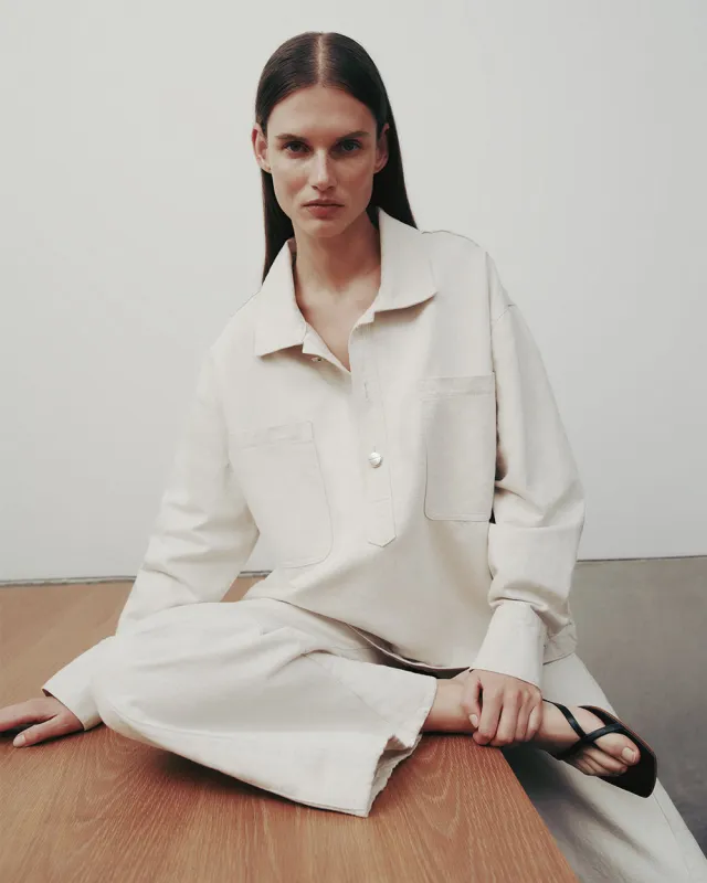 At Ease Popover in Japanese Denim sold by TWP CLOTHING