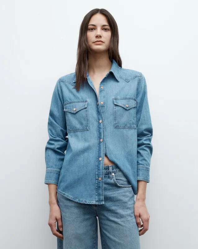 Cowboy Take Me Away Shirt in Denim Shirting sold by TWP CLOTHING