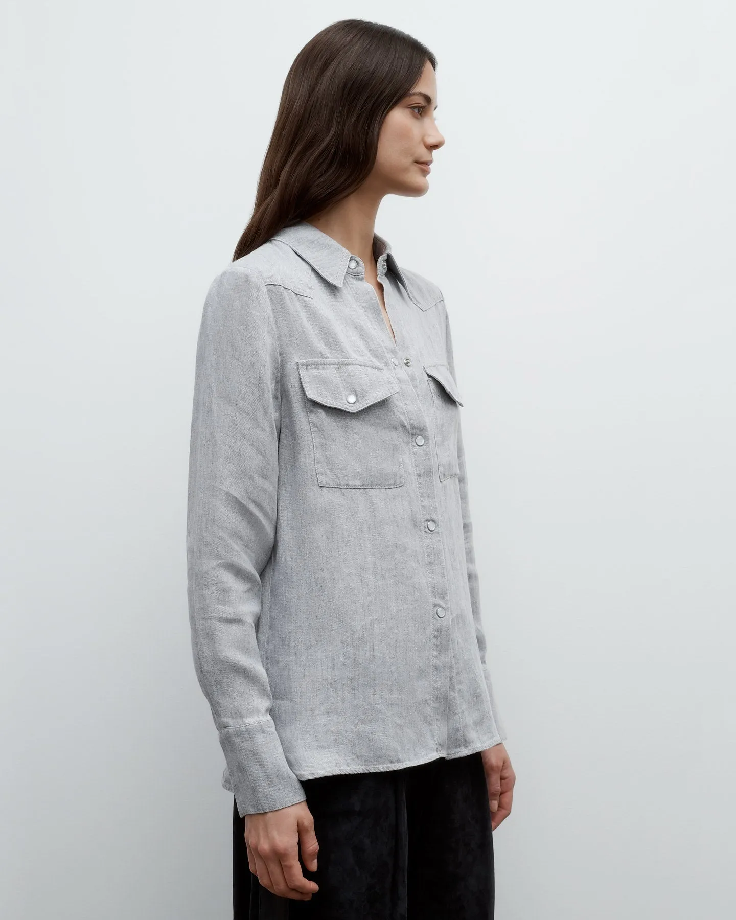 Rancher's Daughter Shirt in Hemp Denim sold by TWP CLOTHING product image thumbnail 3