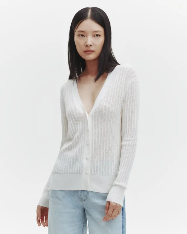 Cardigan with Pointelle Detail in Cotton Viscose sold by TWP CLOTHING
